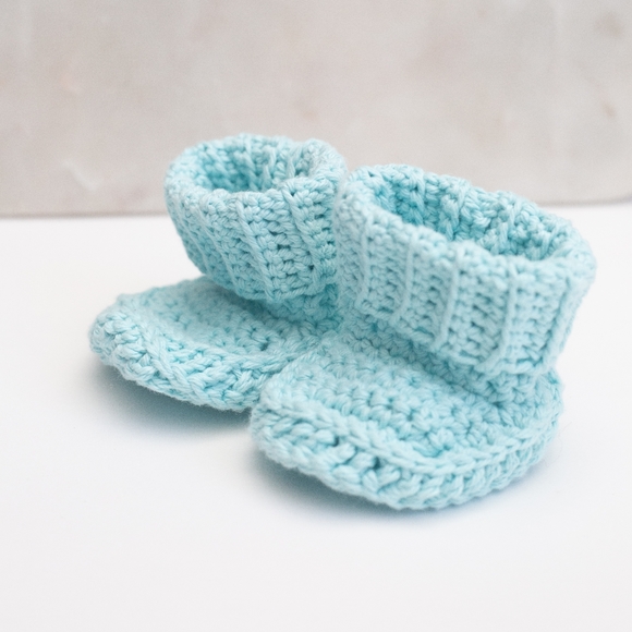 Blue Handmade Baby Booties 👶 - Picture 1 of 2
